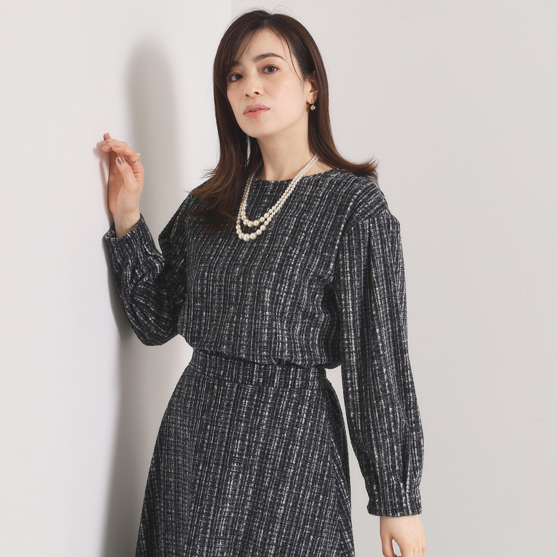 ITS&rsquo;DEMO「【手洗い可／セットアップ可】ツイード風プリントブラウス」|シャツ・ブラウス|