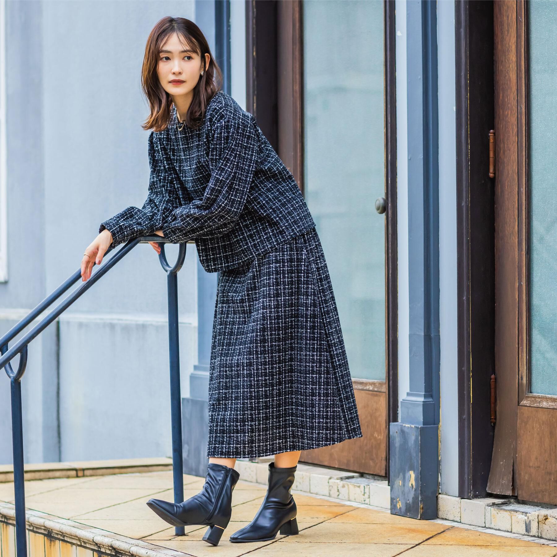 ITS&rsquo;DEMO「【手洗い可／セットアップ可】ツイード風プリントブラウス」|シャツ・ブラウス|