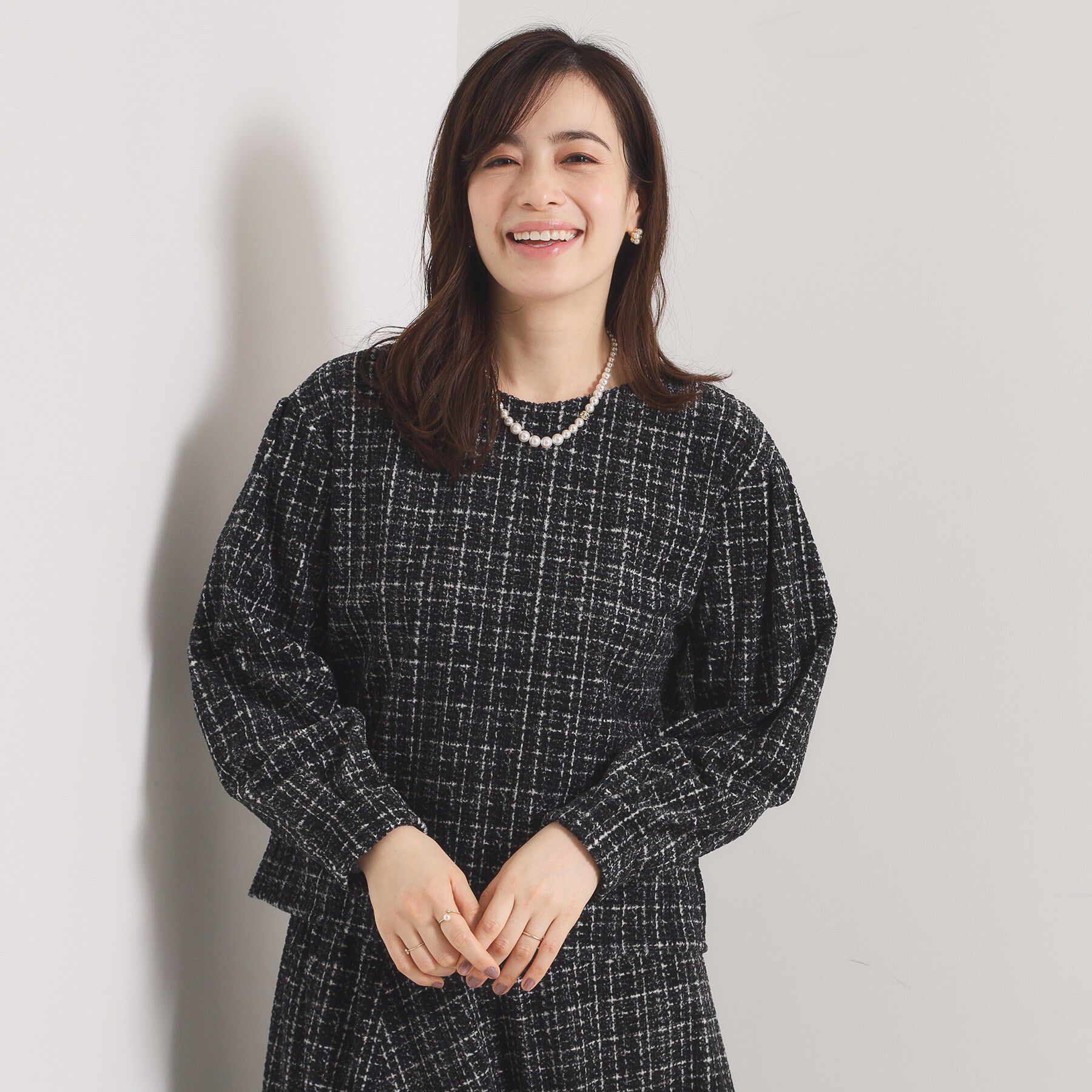 ITS&rsquo;DEMO「【手洗い可／セットアップ可】ツイード風プリントブラウス」|シャツ・ブラウス|