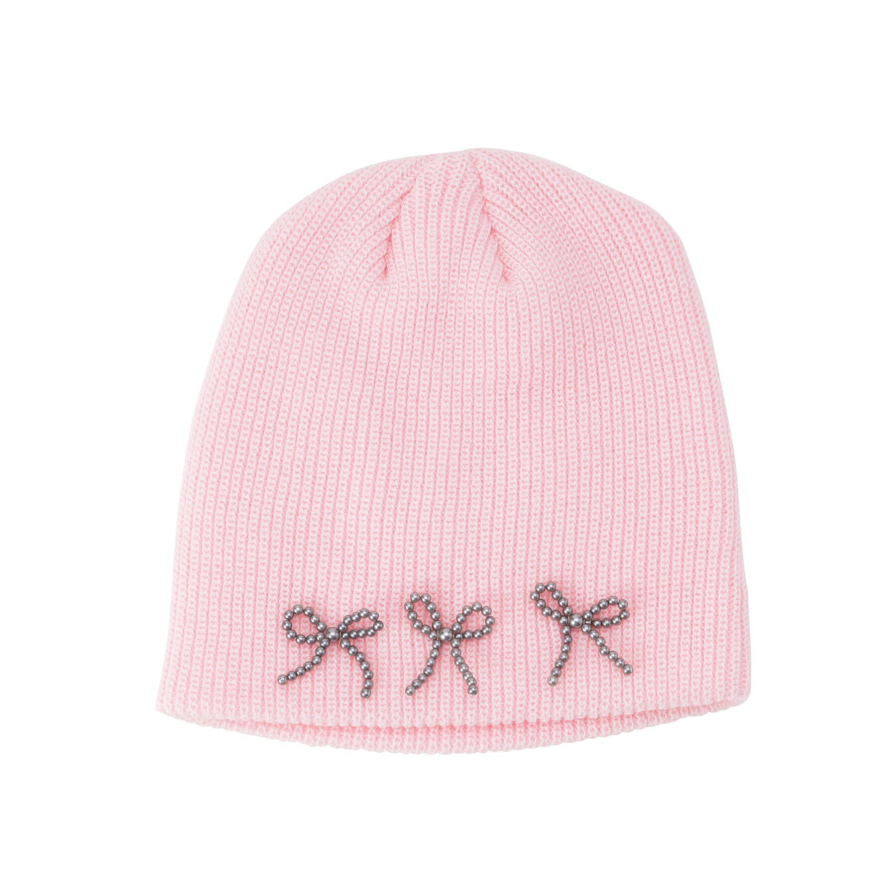 Grandedge「ビーズリボンニット帽」|ニット帽|ピンク(072)