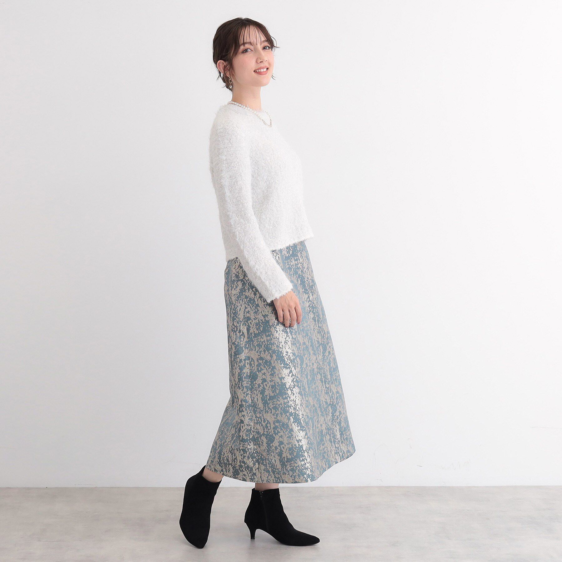 SunaUna「【華やか／ウエストゴム仕様】ラメジャカードスカート」|スカート|