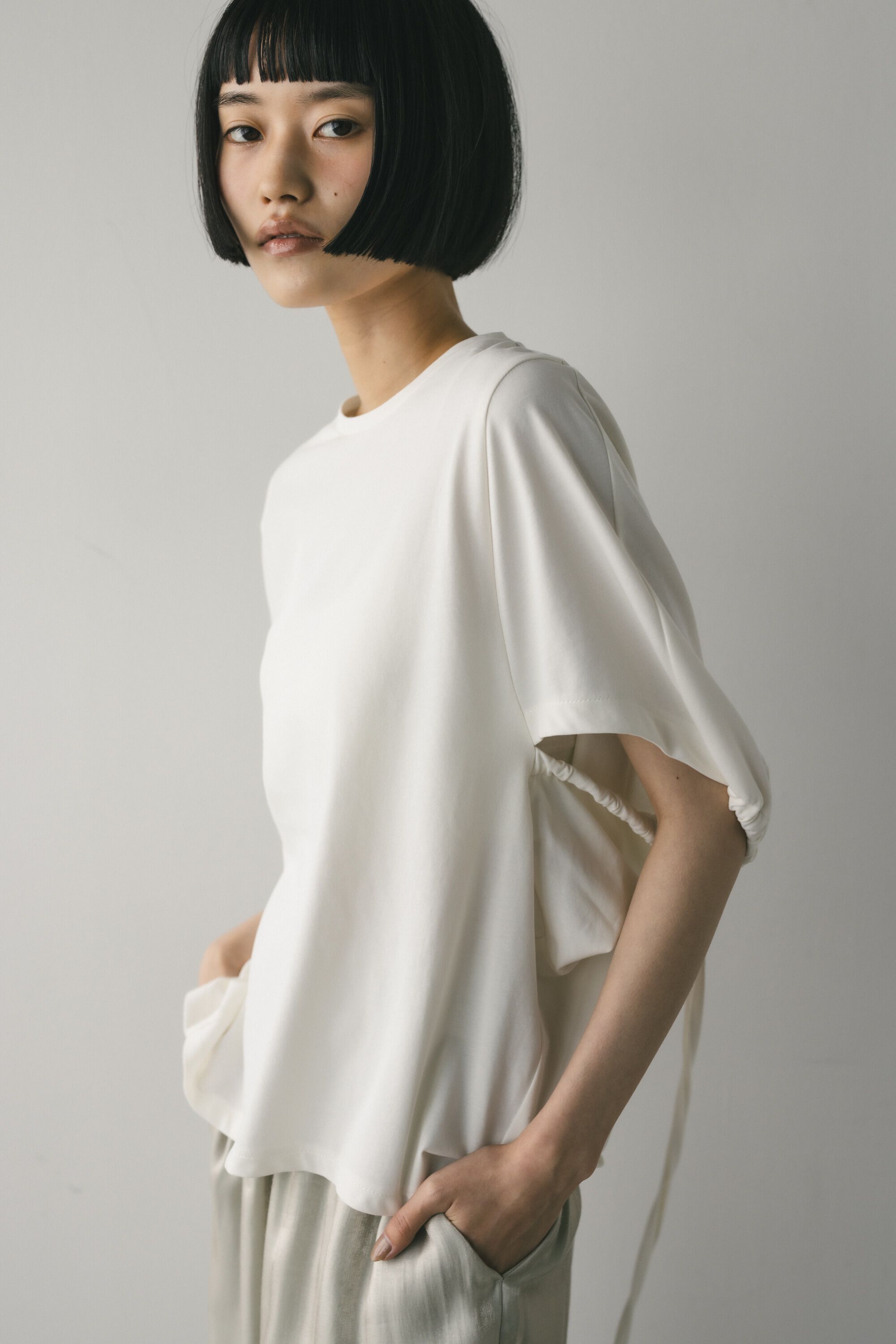 STYLEMIXER「ギャザーストリングT」|Tシャツ・カットソー|WHT