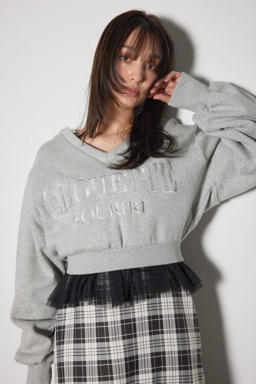 rienda「Vネックショートスウェットトップス」|Tシャツ・カットソー|