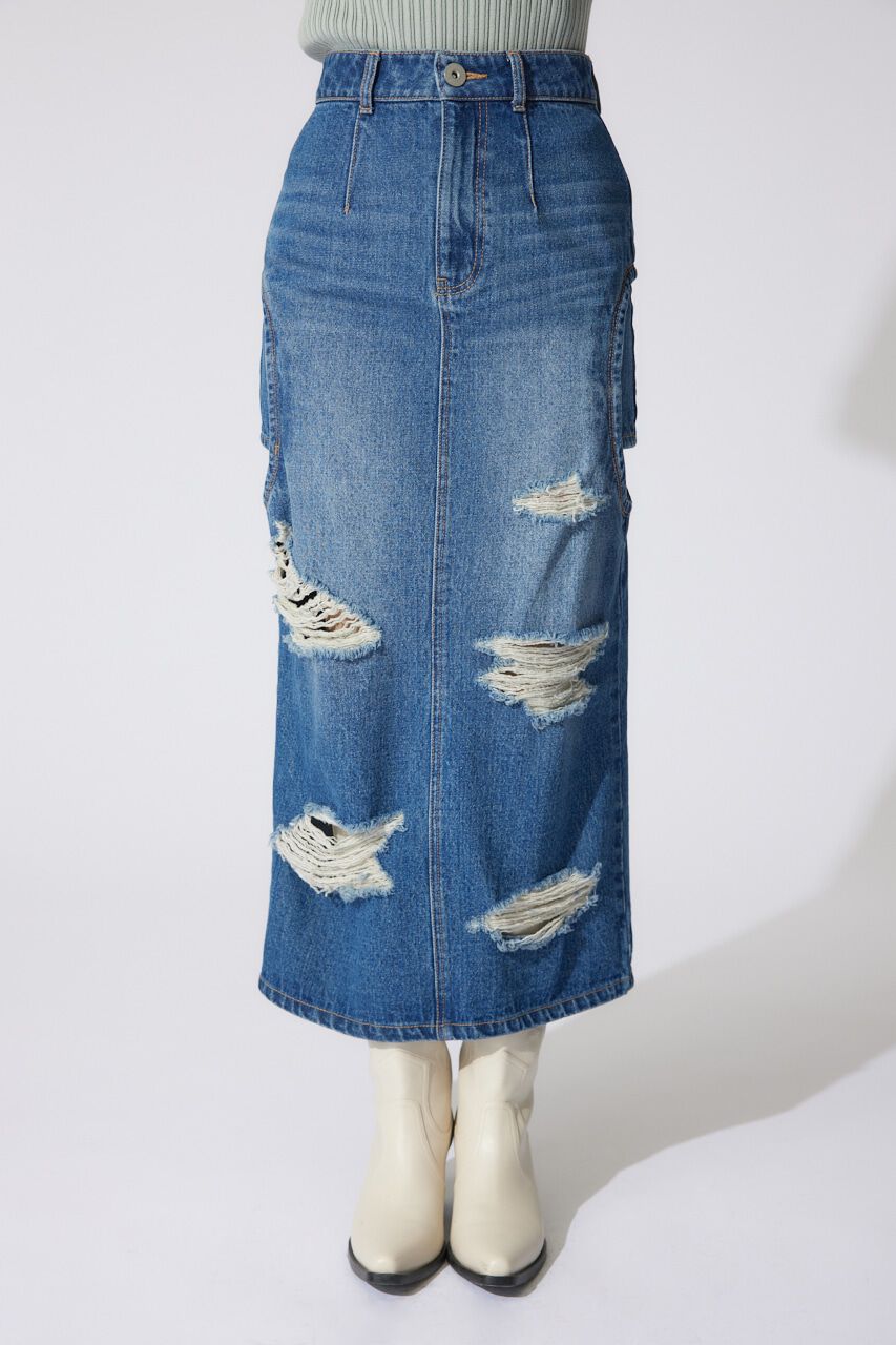 rienda「サイドオープンレイヤードデニムスカート」|スカート|