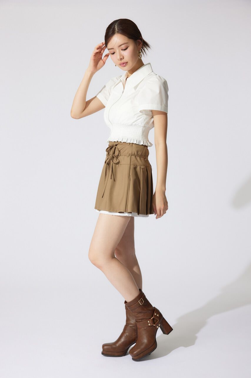 rienda「レイヤードパターンプリーツスコートショートパンツ」|スカート|
