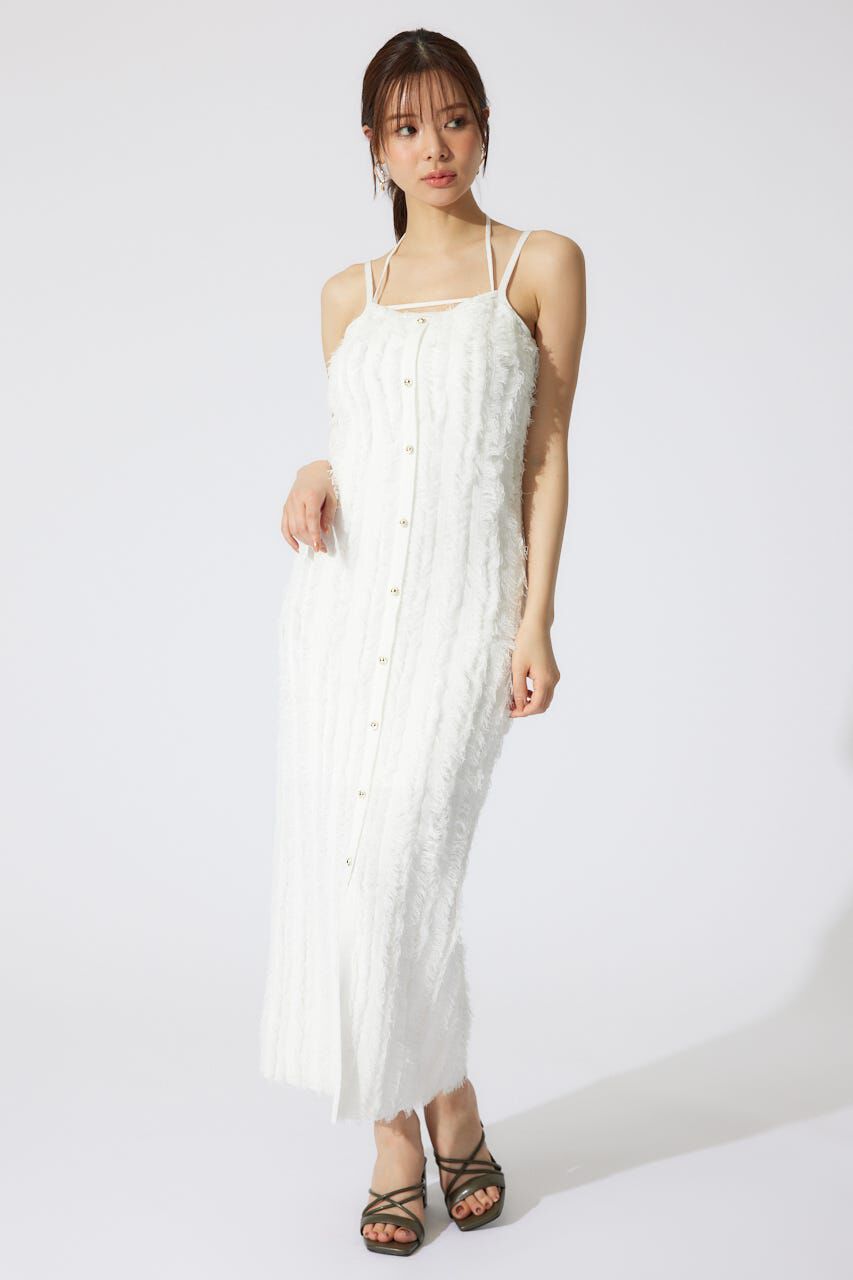 rienda「フリンジタイトニットワンピース」|ワンピース|WHT