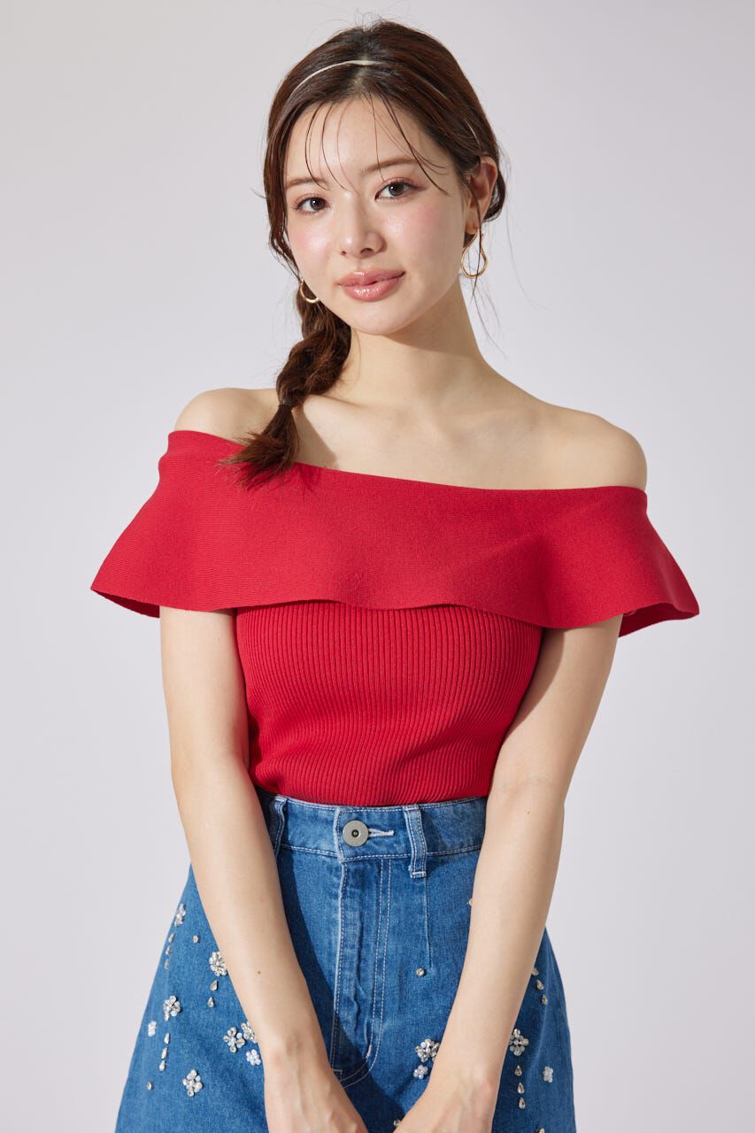 rienda「ワンショルダーニットトップス」|シャツ・ブラウス|