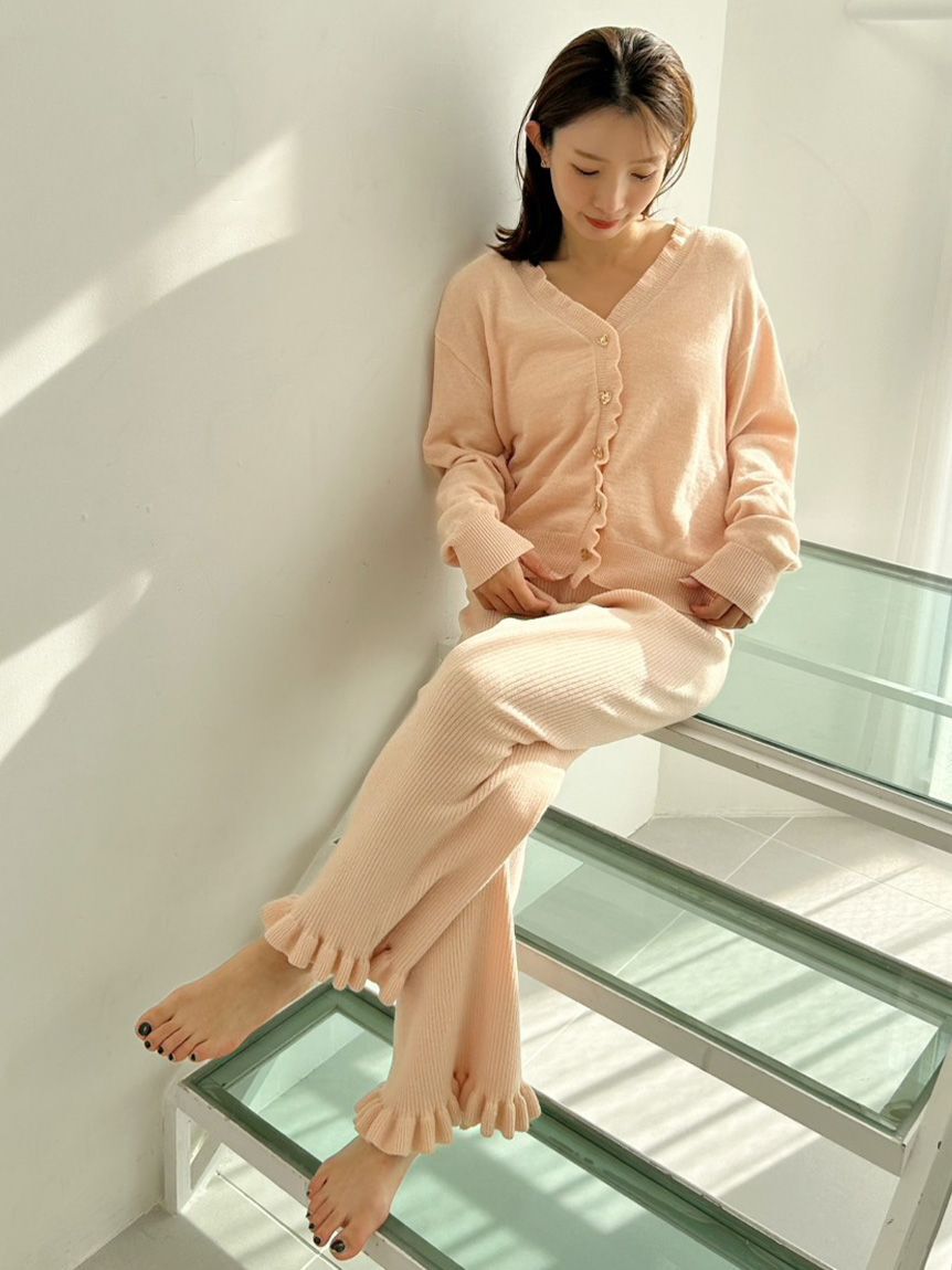 SNIDEL HOME「ニットフリルロングパンツ」|ルームウェア|