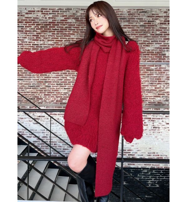 RESEXXY「ルーズマフラーニットチュニック」|ワンピース|