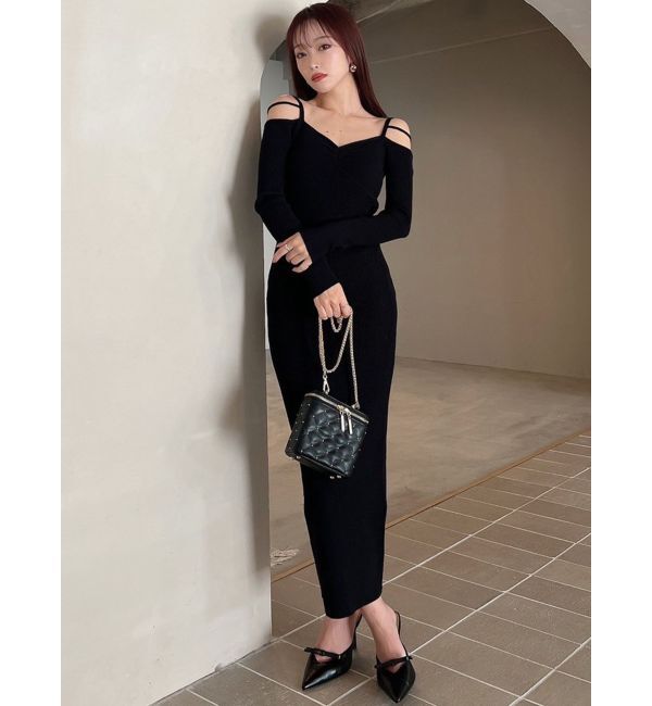 RESEXXY「ナローストラップタイトニットワンピース」|ワンピース|