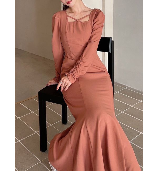 RESEXXY「バックオープンマーメイドワンピース」|ワンピース|オレンジ