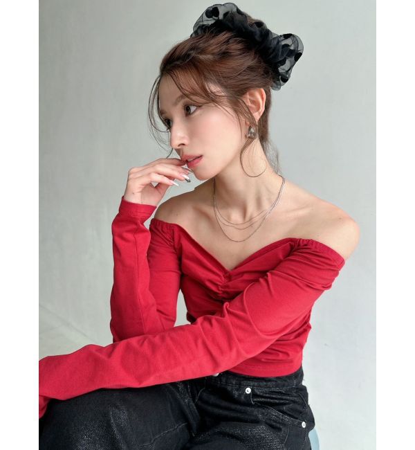 RESEXXY「デコルテギャザーカットトップス」|Tシャツ・カットソー|