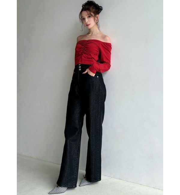 RESEXXY「デコルテギャザーカットトップス」|Tシャツ・カットソー|