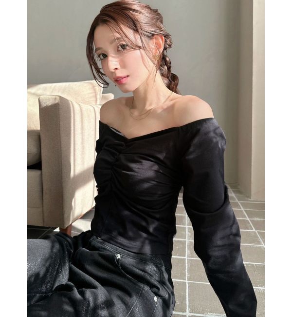 RESEXXY「デコルテギャザーカットトップス」|Tシャツ・カットソー|