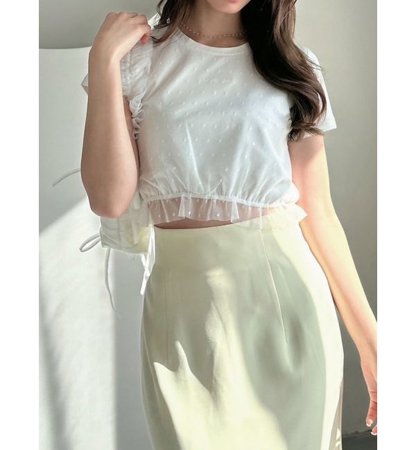 RESEXXY「ドットチュールレイヤードTシャツ」|Tシャツ・カットソー|ホワイト