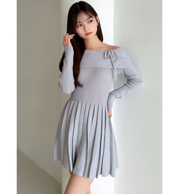 RESEXXY「オフショルプリーツニットミニワンピース」|ワンピース|