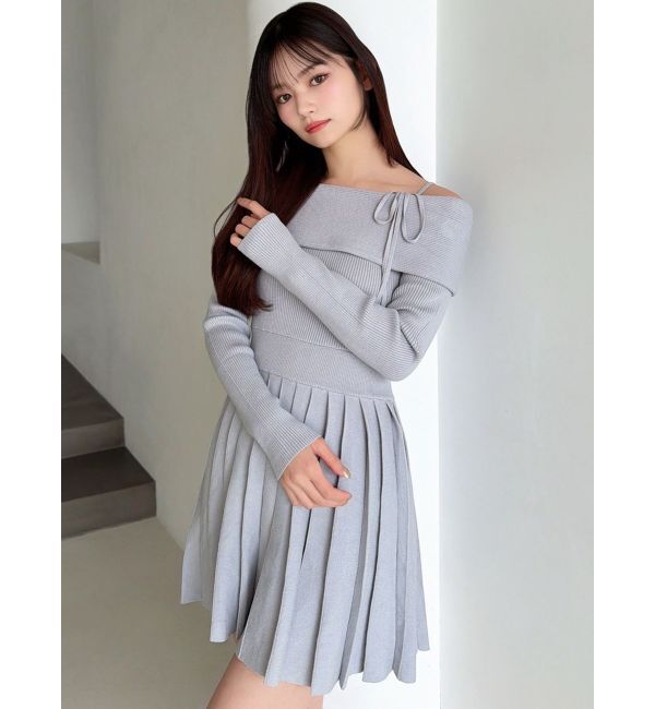 RESEXXY「オフショルプリーツニットミニワンピース」|ワンピース|