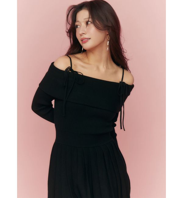 RESEXXY「オフショルプリーツニットミニワンピース」|ワンピース|