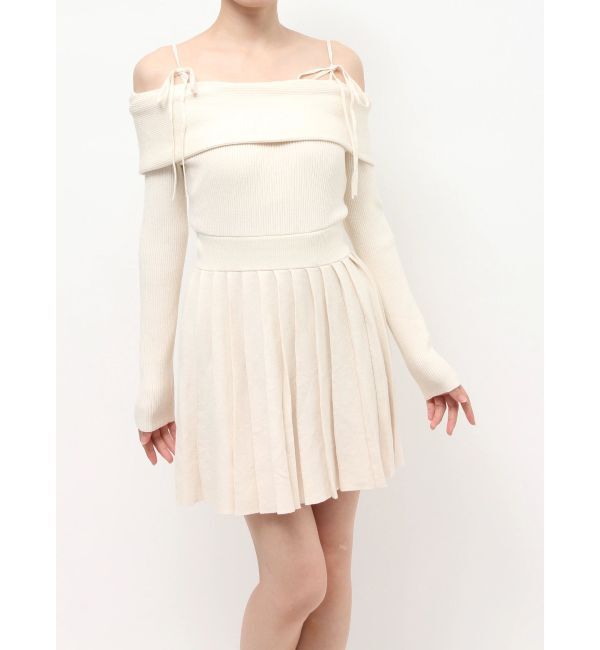 RESEXXY「オフショルプリーツニットミニワンピース」|ワンピース|