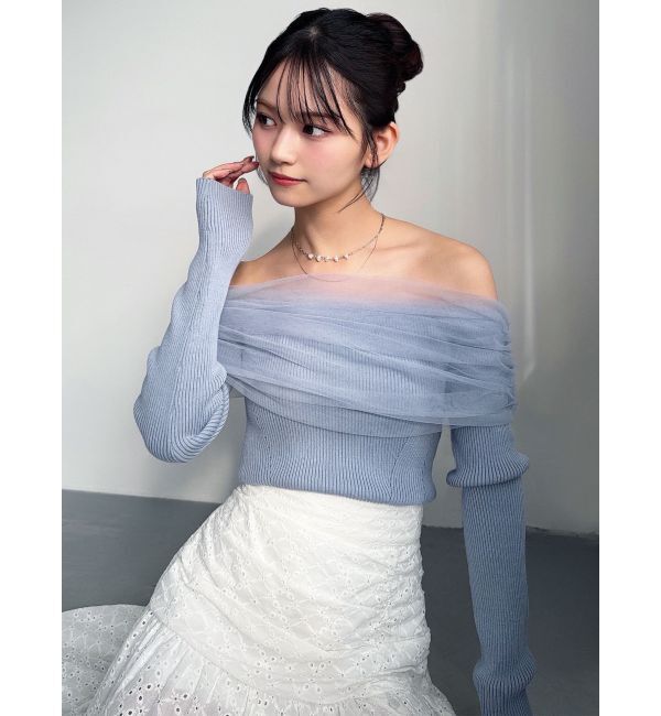 RESEXXY「バックリボンオフショルニットトップス」|ニット・セーター|