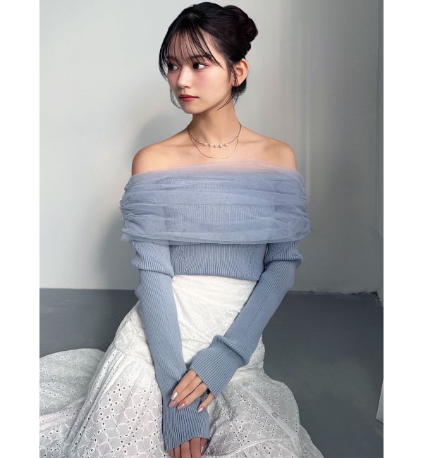 RESEXXY「バックリボンオフショルニットトップス」|ニット・セーター|