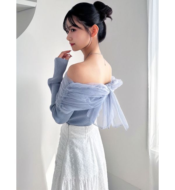 RESEXXY「バックリボンオフショルニットトップス」|ニット・セーター|