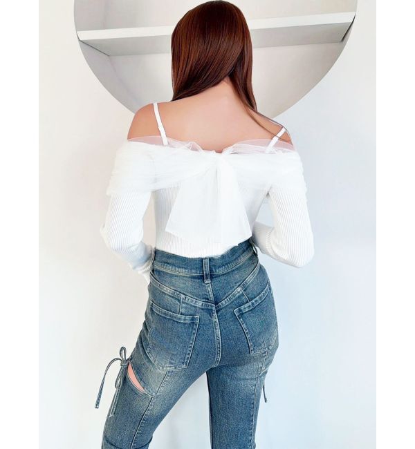 RESEXXY「バックリボンオフショルニットトップス」|ニット・セーター|