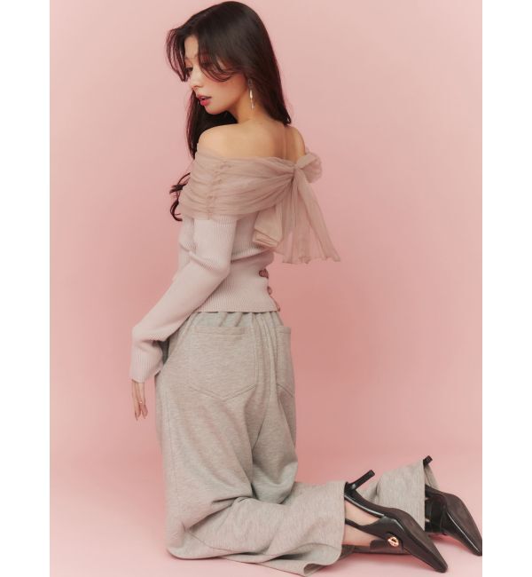 RESEXXY「バックリボンオフショルニットトップス」|ニット・セーター|