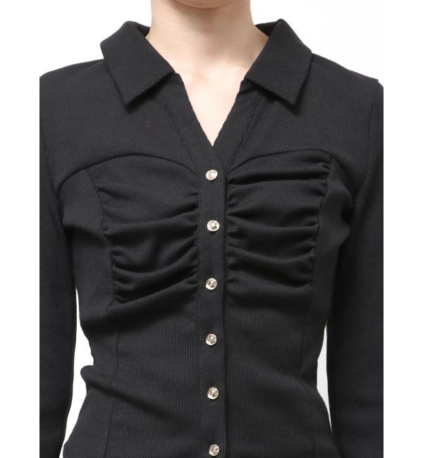 RESEXXY「フロントギャザーリブトップス」|Tシャツ・カットソー|