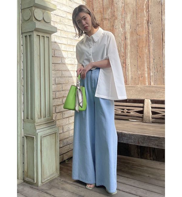 dazzlin「ダブルハイウエストワイドデニムパンツ」|デニム|