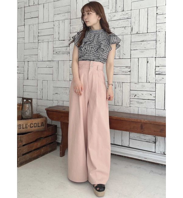 dazzlin「ダブルハイウエストワイドデニムパンツ」|デニム|