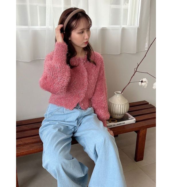 dazzlin「ダブルハイウエストワイドデニムパンツ」|デニム|