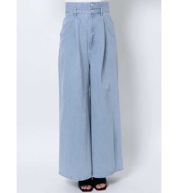 dazzlin「ダブルハイウエストワイドデニムパンツ」|デニム|