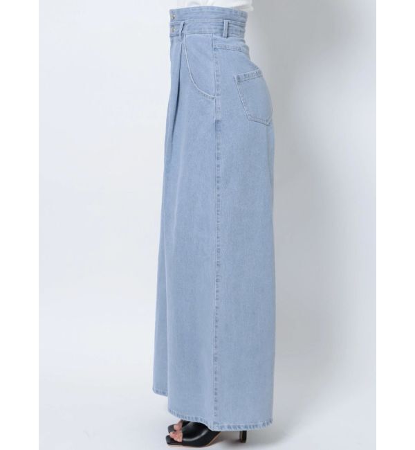 dazzlin「ダブルハイウエストワイドデニムパンツ」|デニム|
