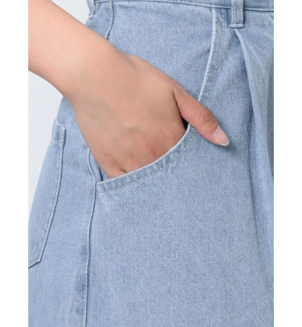 dazzlin「ダブルハイウエストワイドデニムパンツ」|デニム|