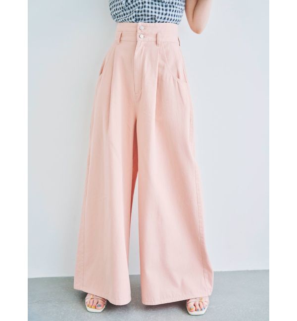 dazzlin「ダブルハイウエストワイドデニムパンツ」|デニム|