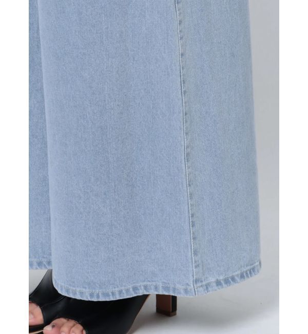 dazzlin「ダブルハイウエストワイドデニムパンツ」|デニム|