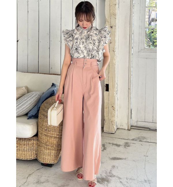 dazzlin「ダブルハイウエストワイドデニムパンツ」|デニム|