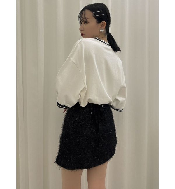 dazzlin「レースアップラメシャギーミニスカート」|スカート|