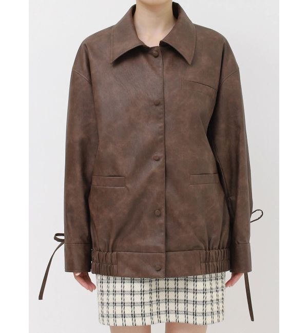 dazzlin「【SETUP】カフスリボンフェイクレザージャケット※セットアップ対応」|ブルゾン・スタジャン|