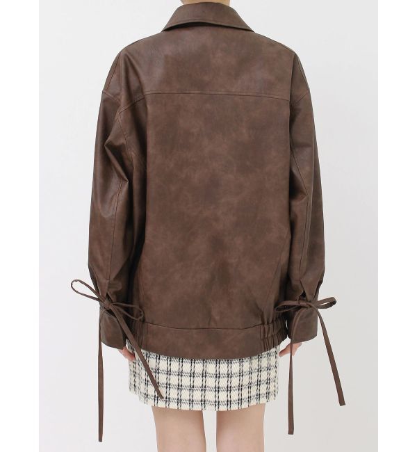 dazzlin「【SETUP】カフスリボンフェイクレザージャケット※セットアップ対応」|ブルゾン・スタジャン|