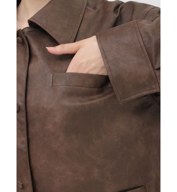 dazzlin「【SETUP】カフスリボンフェイクレザージャケット※セットアップ対応」|ブルゾン・スタジャン|