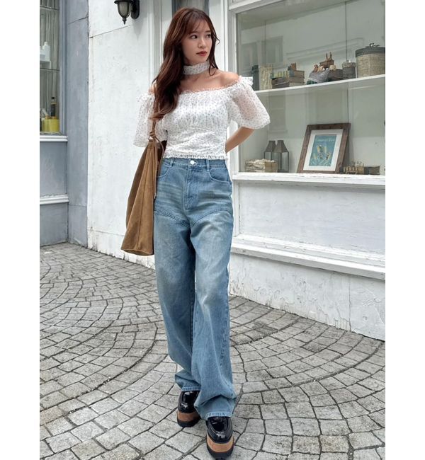 dazzlin「リボンネームデニムパンツ」|デニム|