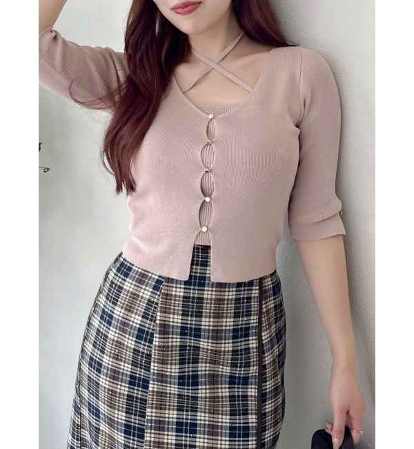 dazzlin「ハーフスリーブレイヤードカーデトップス」|ニット・セーター|