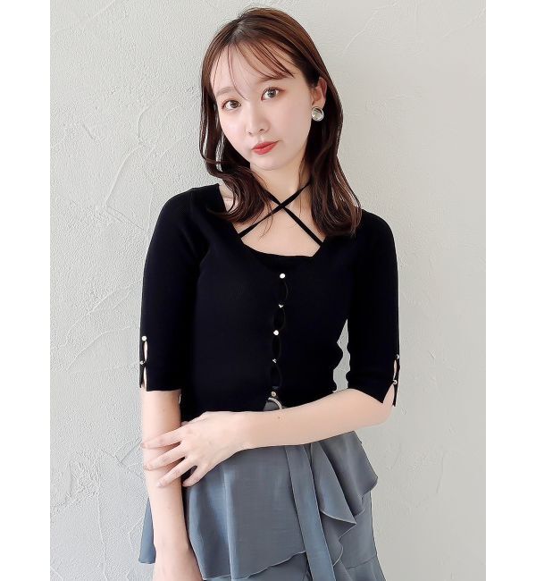 dazzlin「ハーフスリーブレイヤードカーデトップス」|ニット・セーター|