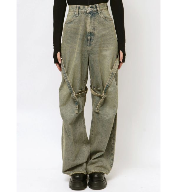 EMODA「カーゴベルトルーズジーンズ」|デニム|ブルー