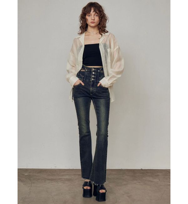 EMODA「サイドオープンハイウエストフレアパギンス」|デニム|