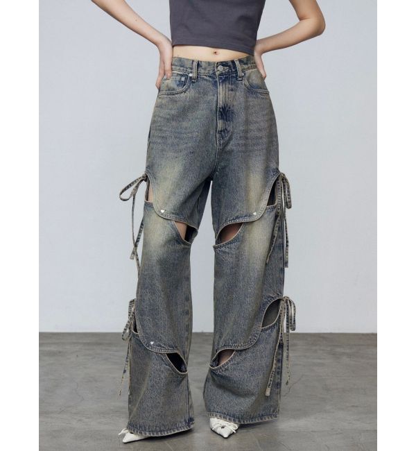 EMODA「カットアウトルーズジーンズ」|デニム|