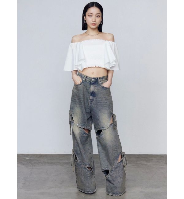 EMODA「カットアウトルーズジーンズ」|デニム|