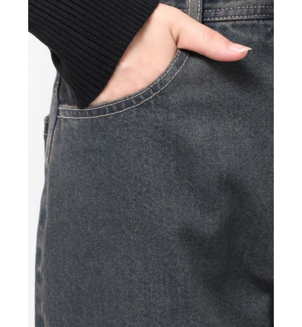 EMODA「ミッドワイドジャストウエストジーンズ」|デニム|